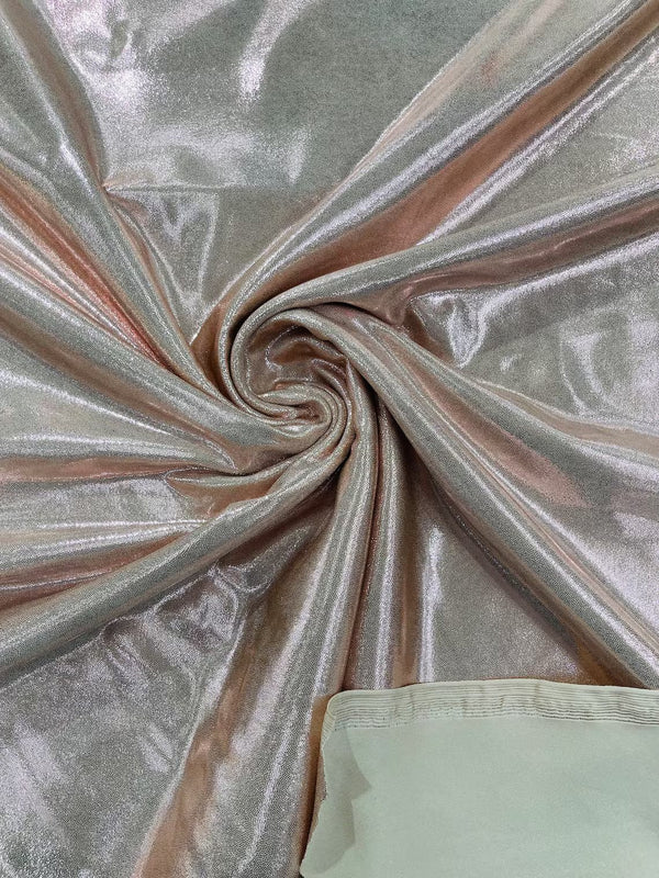 Foil Metallic Spandex Fabric - Rose Gold - Shiny Metallic Foil Spandex Fabric by Yard