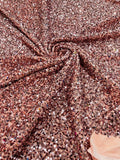 Stretch Velvet Sequins Fabric - Rose Gold - Velvet Sequins 2 Way Stretch 58/60” By Yard
