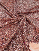 Stretch Velvet Sequins Fabric - Rose Gold - Velvet Sequins 2 Way Stretch 58/60” By Yard