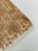 Flower Glitter Fabric - Rose Gold - 3D Floral Tulle Fabric for Wedding, Quinceañera By Yard