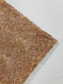 Butterfly Swirl Lace Fabric - Rose Gold - Metallic Sequins Design on Lace Fabric By Yard