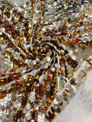 Round Large Sequins - Rose Gold - Paillette Large Round Sequins Design Fabric By Yard