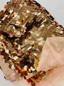 Round Large Sequins - Rose Gold - Paillette Large Round Sequins Design Fabric By Yard