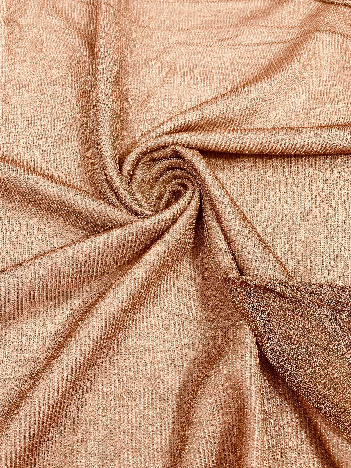 Chain Mesh Shiny Fabric - Rose Gold - Metallic Chainmail Faux Chain Fabric Sold By The Yard