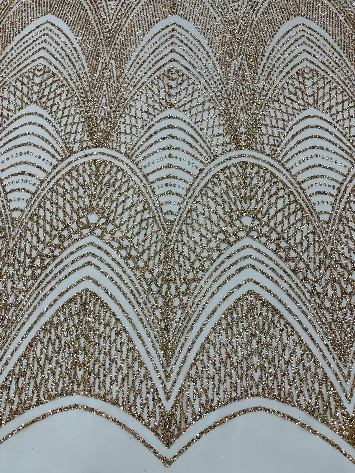 Geometric Glitter Fabric - Rose Gold - Shimmer Glitter Geometric Design Fabric By Yard