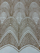 Geometric Glitter Fabric - Rose Gold - Shimmer Glitter Geometric Design Fabric By Yard