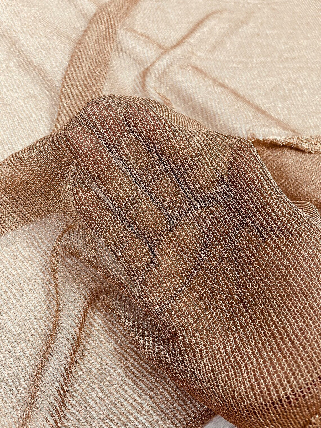 Chain Mesh Shiny Fabric - Rose Gold - Metallic Chainmail Faux Chain Fabric Sold By The Yard