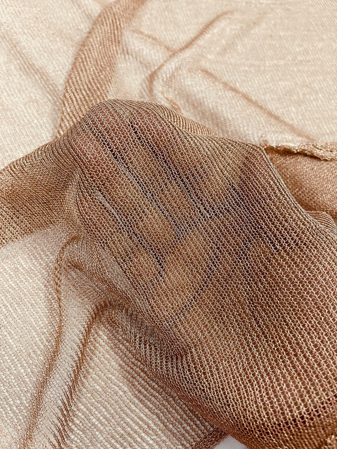 Chain Mesh Shiny Fabric - Rose Gold - Metallic Chainmail Faux Chain Fabric Sold By The Yard
