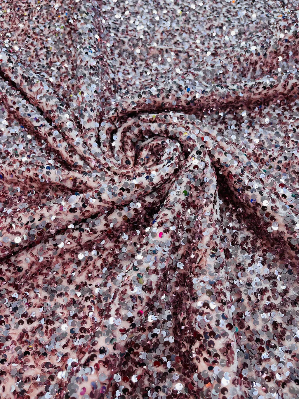 Stretch Velvet Sequins Fabric - Rose Gold - Velvet Sequins 2 Way Stretch 58/60” By Yard