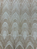 Geometric Glitter Fabric - Rose Gold - Shimmer Glitter Geometric Design Fabric By Yard