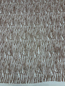 Zebra Stripe Glitter Fabric - Rose Gold - Glitter Design Zebra Lines on Lace Fabric By Yard