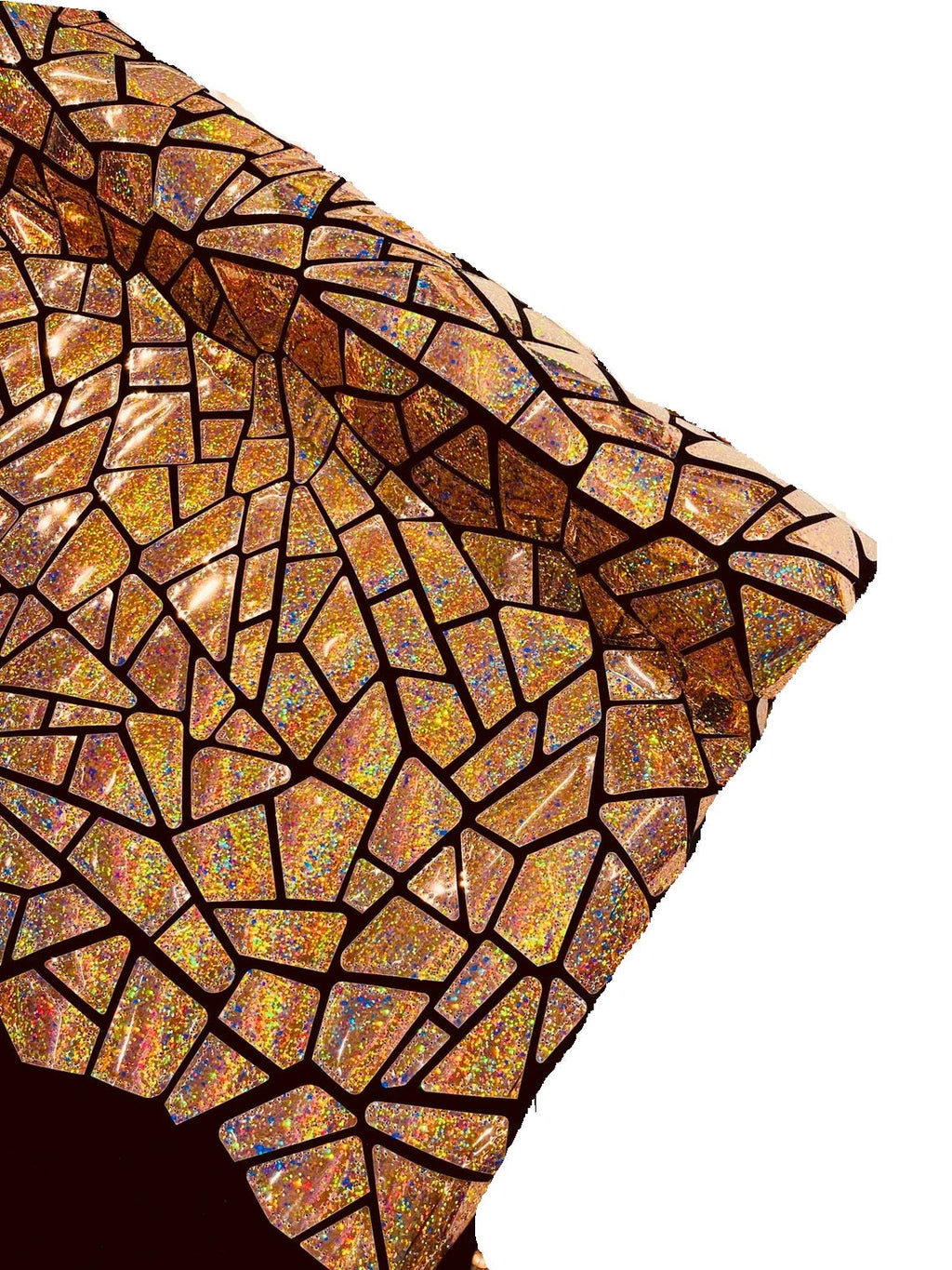 Mirror Sequins Velvet Fabric - Holographic Rose Gold - Large Shiny Mirror Cut Sequins By Yard