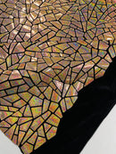 Mirror Sequins Velvet Fabric - Holographic Rose Gold - Large Shiny Mirror Cut Sequins By Yard