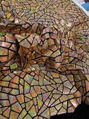 Mirror Sequins Velvet Fabric - Holographic Rose Gold - Large Shiny Mirror Cut Sequins By Yard