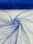 Sparkling Glitter Tulle Fabric - Royal Blue - Sparkling Glitter Tulle Mesh Fabric Sold By Yard
