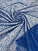 3D Beaded Mesh Fabric - Royal Blue - Embroidered Beaded Lace Mesh Fabric with Small Sequins Sold By Yard