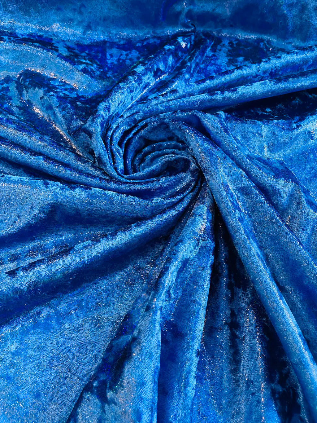 Iridescent Foggy Foil Fabric - Royal Blue - Oil Slick 58/60" Stretch Foil Velvet Fabric By Yard