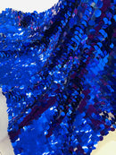 Round Large Sequins - Royal Blue - Paillette Large Round Sequins Design Fabric By Yard