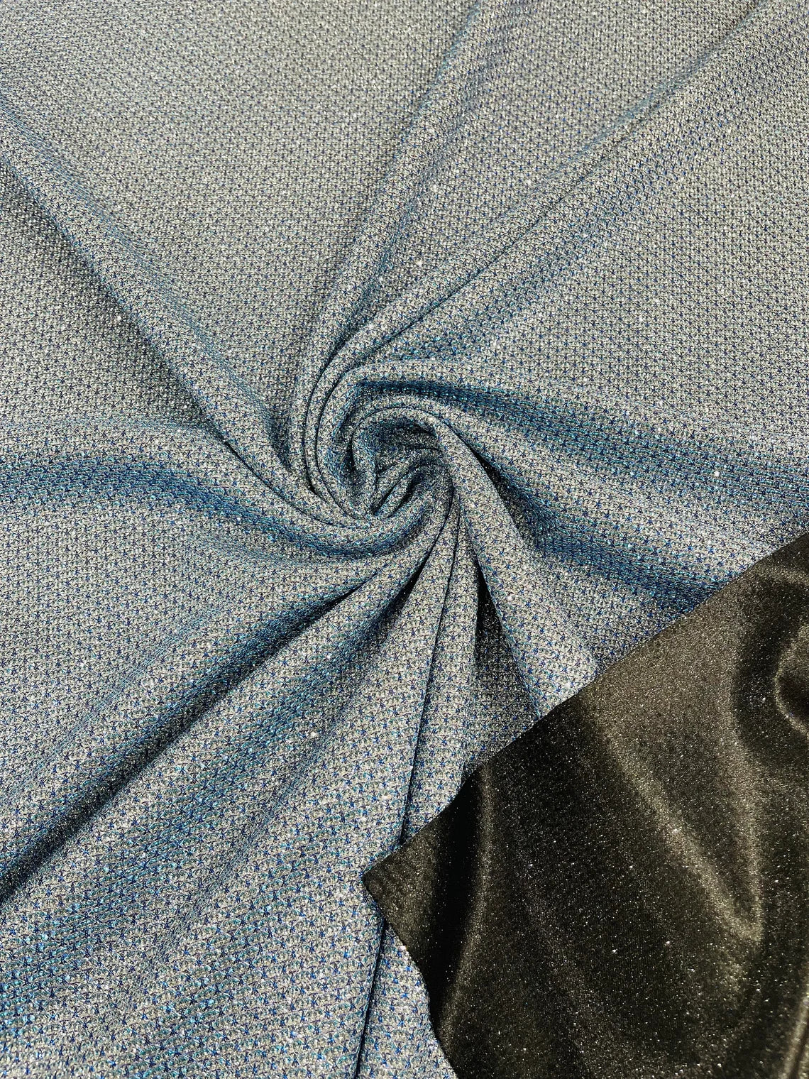 Diamond Shimmer Glitter Fabric - Royal Blue - Sparkle Stretch Luxury Shiny Fabric By Yard