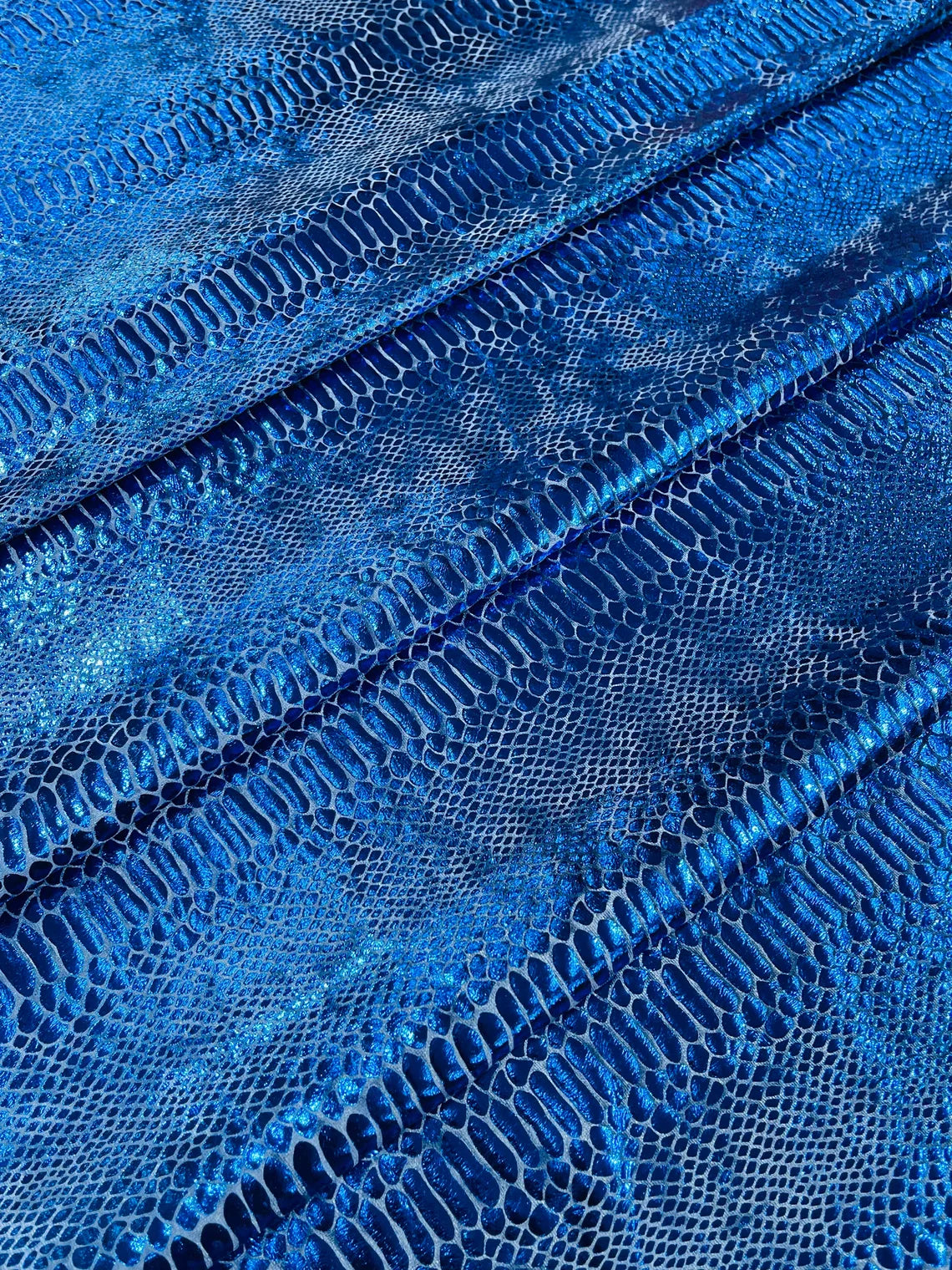 Anaconda Stretch Velvet - Royal Blue - 58/60" Stretch Velvet Fabric with Anaconda Snake Print By Yard