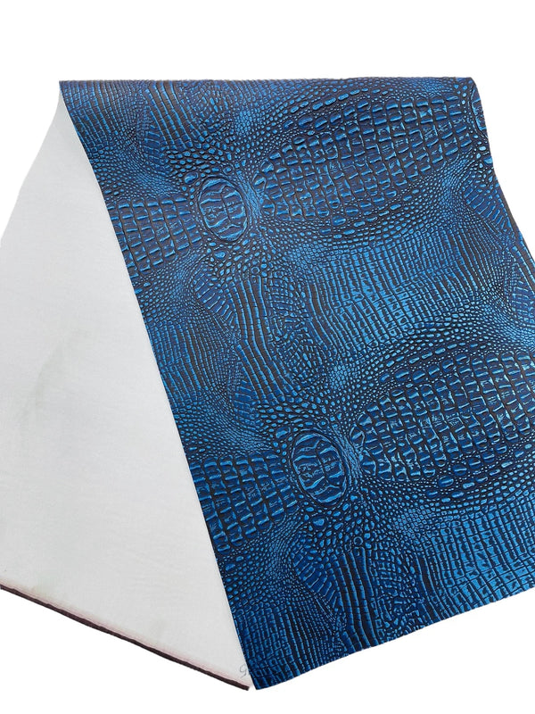 Alligator Faux Leather Vinyl - Royal Blue - Fabric 3D Scales Design Vinyl Alligator By Yard