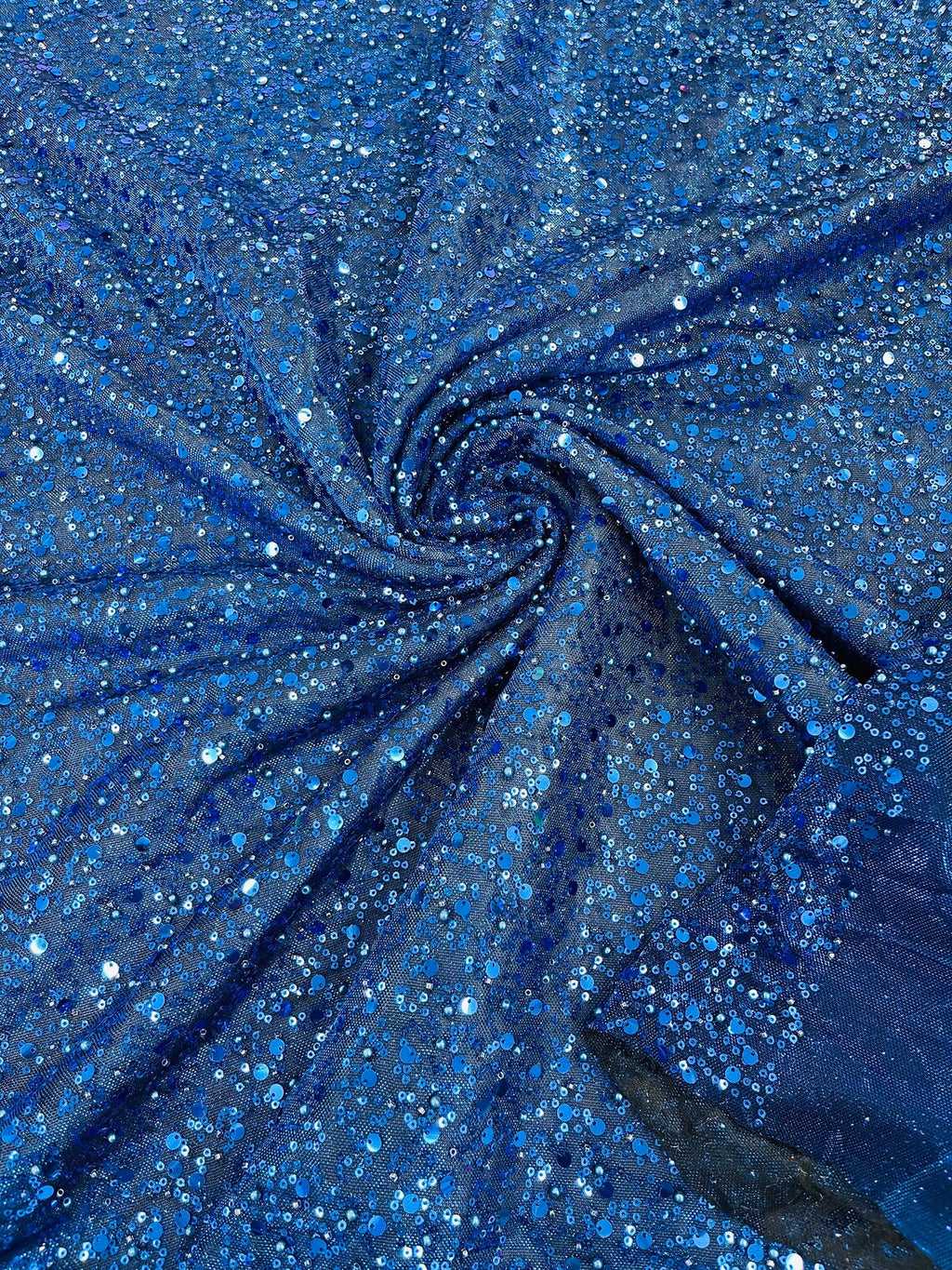 Shimmer Glitter Bead Fabric - Royal Blue - Sparkle Stretch Sequins Bead Shiny Glitter Fabric By Yard