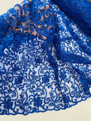 Embroidery Floral Bead Fabric - Royal Blue - Bridal Embroidery Beaded Floral  Fabric Sold by Yard
