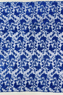 Butterfly Swirl Lace Fabric - Royal Blue - Metallic Sequins Design on Lace Fabric By Yard