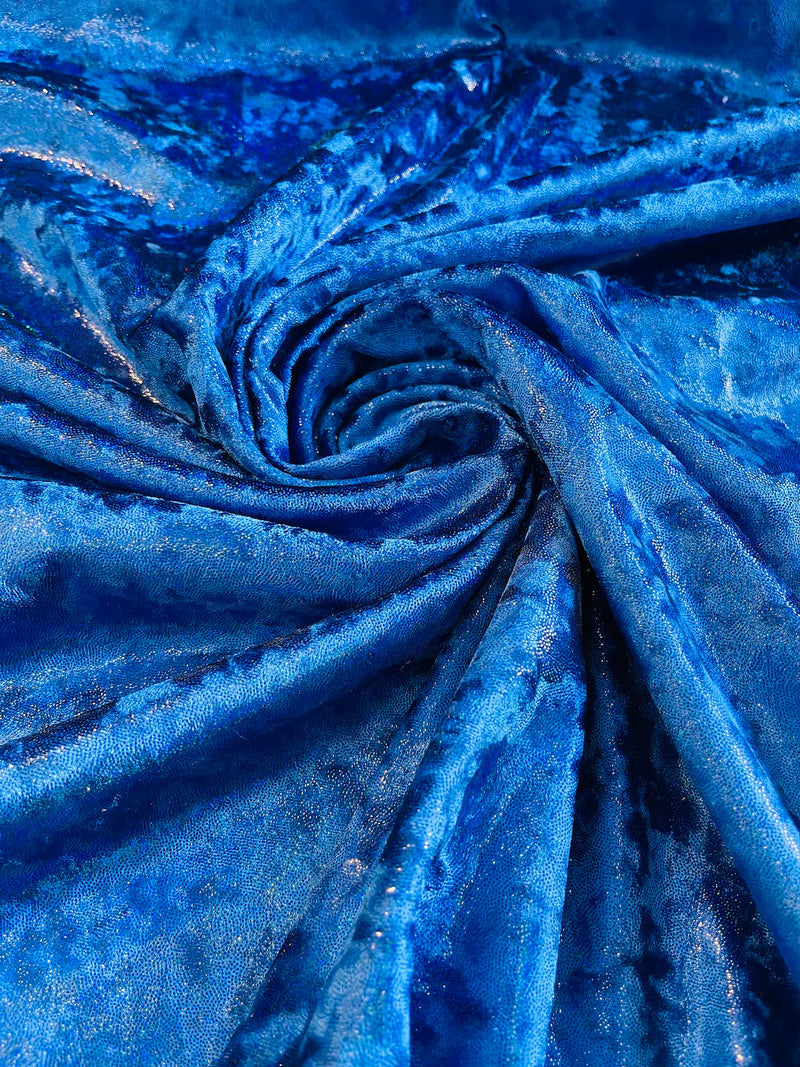 Iridescent Foggy Foil Fabric - Royal Blue - Oil Slick 58/60 Stretch F