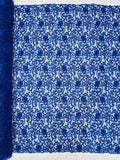 Embroidery Floral Bead Fabric - Royal Blue - Bridal Embroidery Beaded Floral  Fabric Sold by Yard