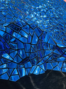 Mirror Sequins Velvet Fabric - Royal Blue - Large Shiny Mirror Cut Sequins By Yard
