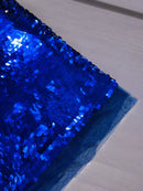 Round Large Sequins - Royal Blue - Paillette Large Round Sequins Design Fabric By Yard