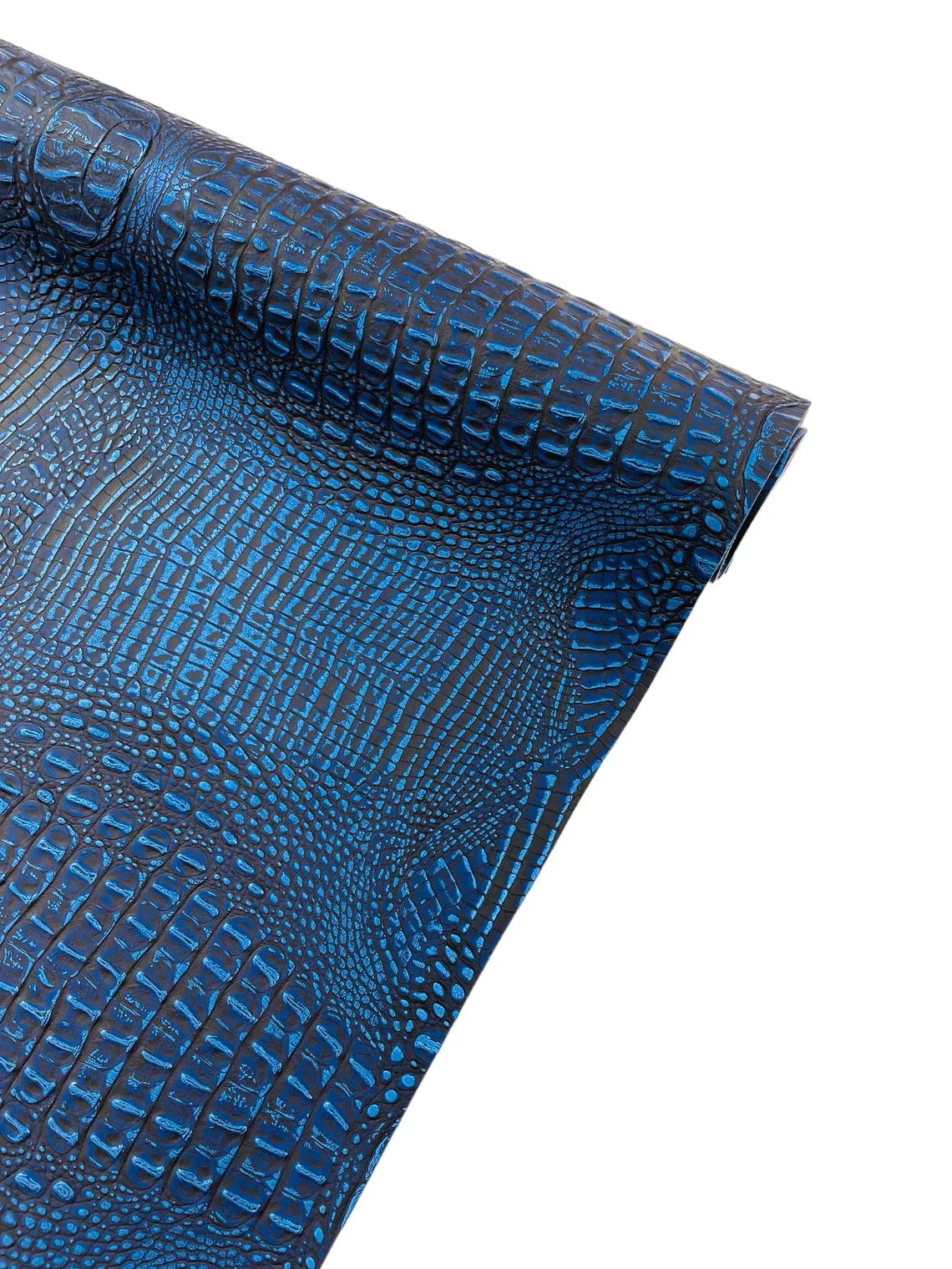 Alligator Faux Leather Vinyl - Royal Blue - Fabric 3D Scales Design Vinyl Alligator By Yard