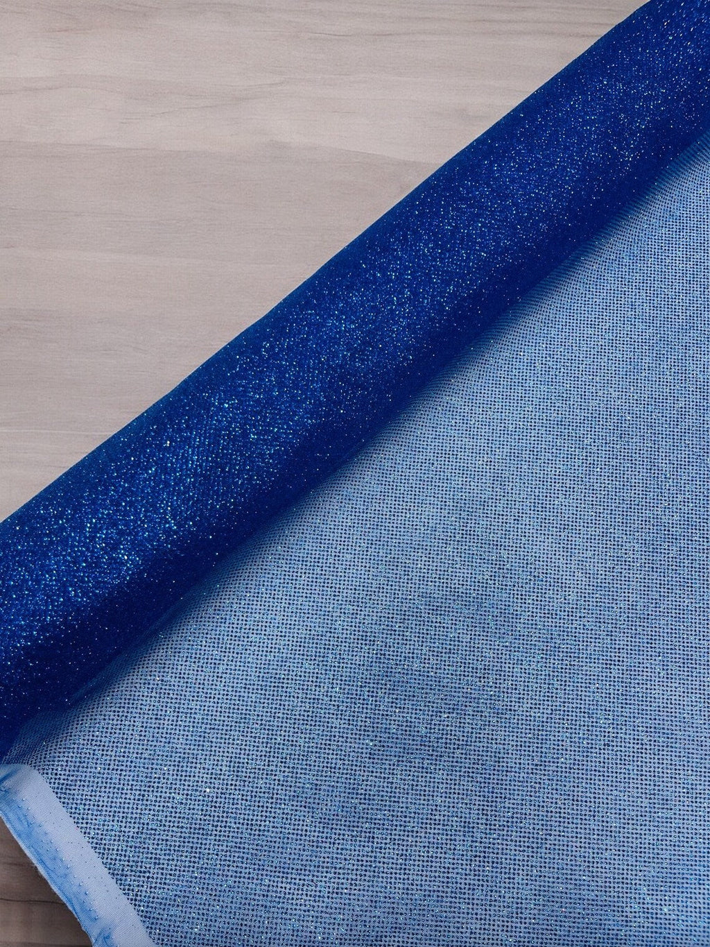 Shimmer Glitter Mesh Fabric - Royal Blue - Shiny Glitter Dots Design on Lace Mesh Sold By Yard