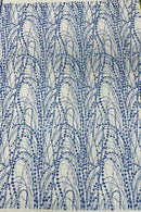 Tulle Glitter Fancy Line Fabric - Royal Blue - Tulle Fabric with Sparkle Glitter Design Sold By Yard