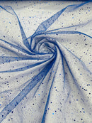 Sparkling Glitter Tulle Fabric - Royal Blue - Sparkling Glitter Tulle Mesh Fabric Sold By Yard