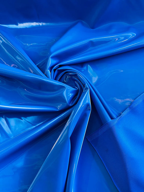 Latex Shiny Vinyl - Royal Blue - 4 Way Stretch Milliskin Vinyl Spandex Latex Fabric Sold by Yard