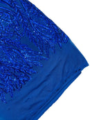 Mermaid Design Sequins Fabric - Royal Blue - Sequins Fabric 4 Way Stretch on Mesh By Yard