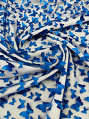 3D Butterfly Design Lace - Royal Blue - Embroidered Lace with 3D Butterfly Design By Yard