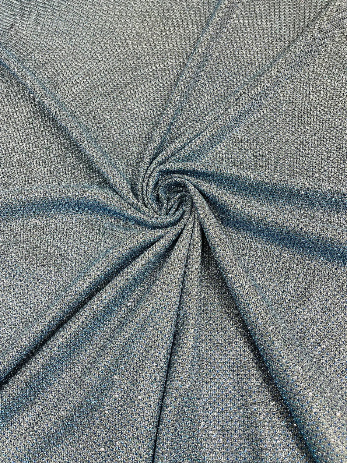 Diamond Shimmer Glitter Fabric - Royal Blue - Sparkle Stretch Luxury Shiny Fabric By Yard