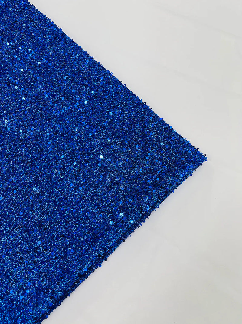 Sequins on Metallic Foil - Royal Blue - 5mm Sequins Confetti 2Way Stretch Spandex Fabric by yard