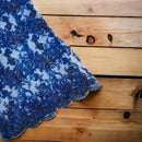 Floral Leaf Beaded Fabric - Royal Blue - Embroidered Flower Leaf Design Beaded Fabric By Yard