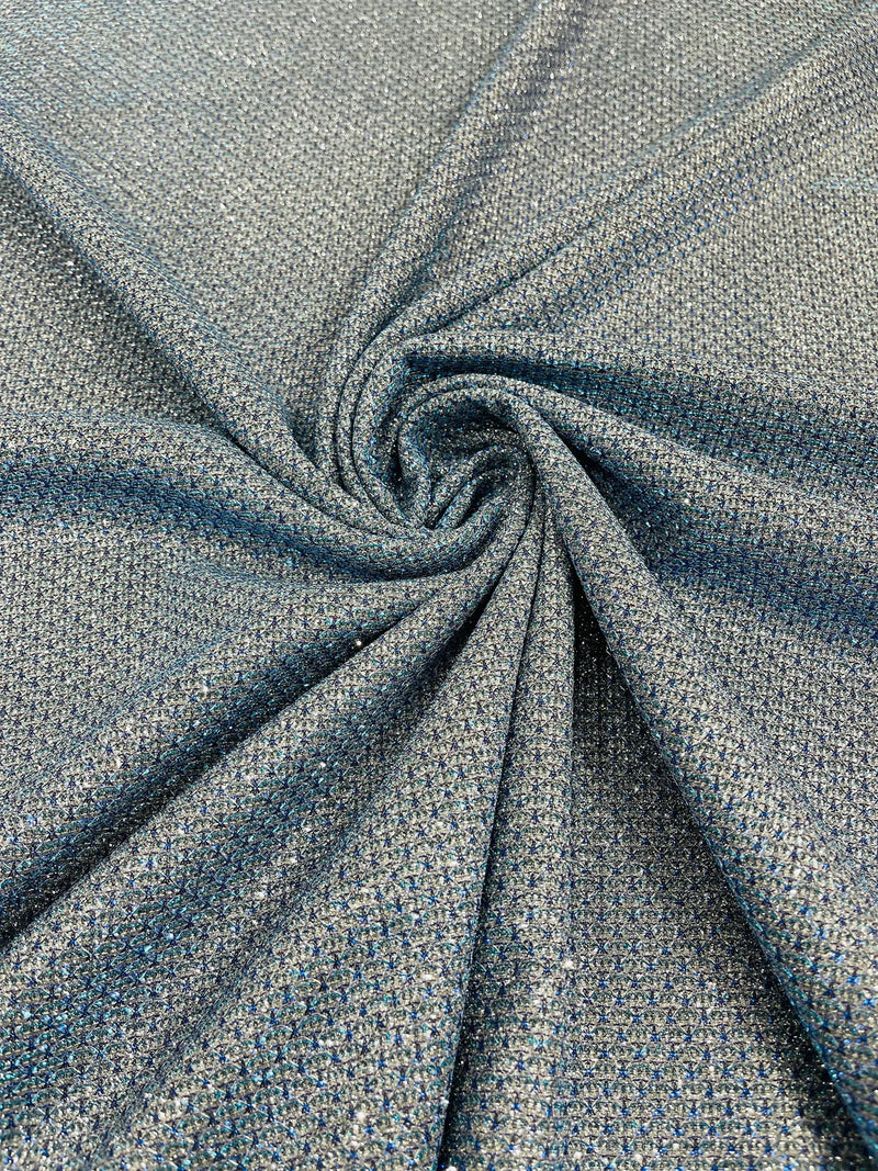 Diamond Shimmer Glitter Fabric - Royal Blue - Sparkle Stretch Luxury Shiny Fabric By Yard