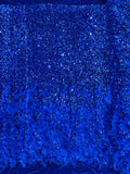 Feather Sequin Velvet Fabric - Royal Blue - 5mm Sequins Velvet 2 Way Stretch 58/60" Fabric By Yard
