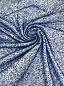 3D Beaded Mesh Fabric - Royal Blue - Embroidered Beaded Lace Mesh Fabric with Small Sequins Sold By Yard