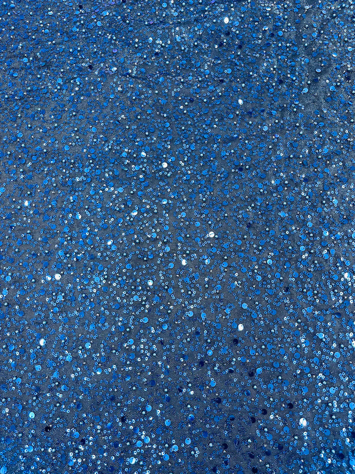 Shimmer Glitter Bead Fabric - Royal Blue - Sparkle Stretch Sequins Bead Shiny Glitter Fabric By Yard