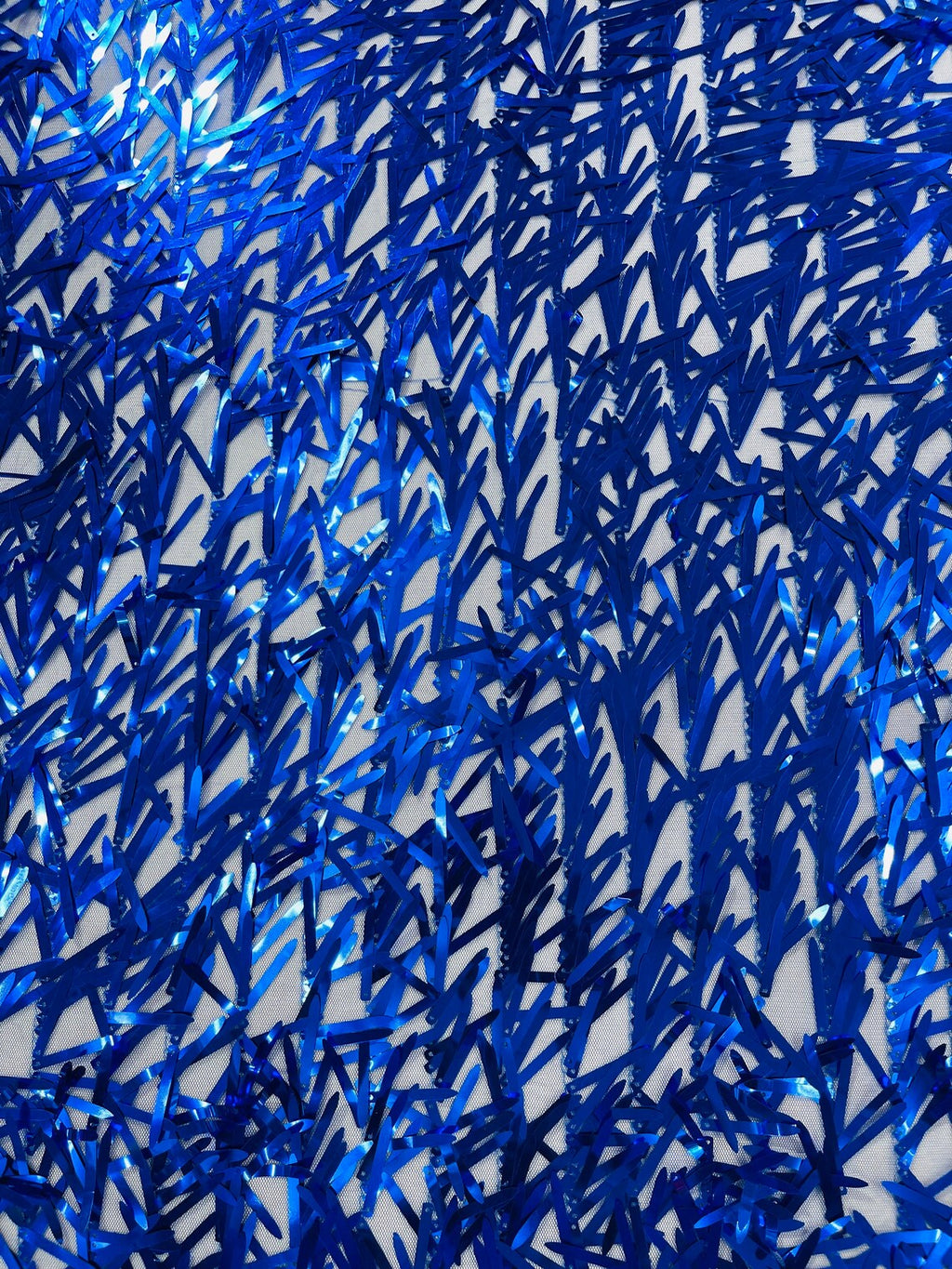 Sword Large Shiny Sequins - Royal Blue - Hanging Iridescent Sequins On Lace Fabric By Yard