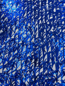 Sword Large Shiny Sequins - Royal Blue - Hanging Iridescent Sequins On Lace Fabric By Yard