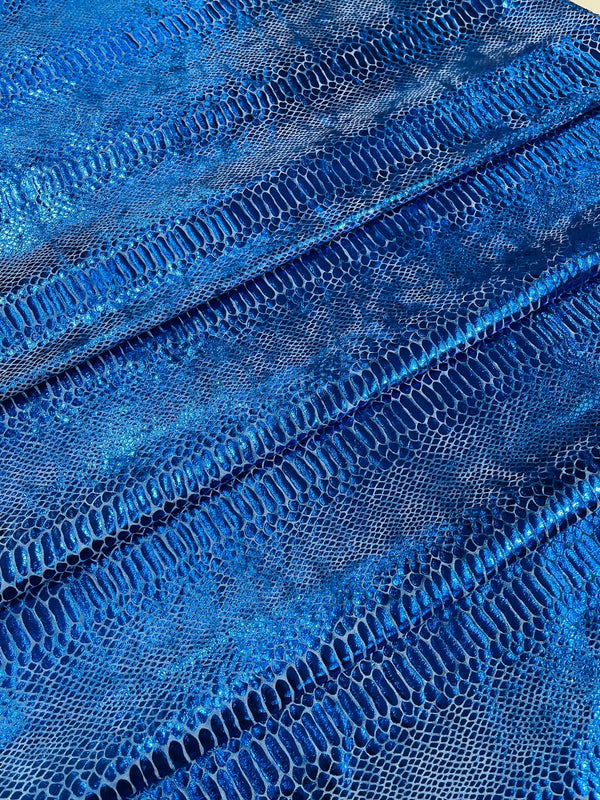 Anaconda Stretch Velvet - Royal Blue - 58/60" Stretch Velvet Fabric with Anaconda Snake Print By Yard