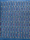 Fancy Gem Jewel Fabric - Royal Blue - Geometric Stretch Sequins Design on Mesh By Yard